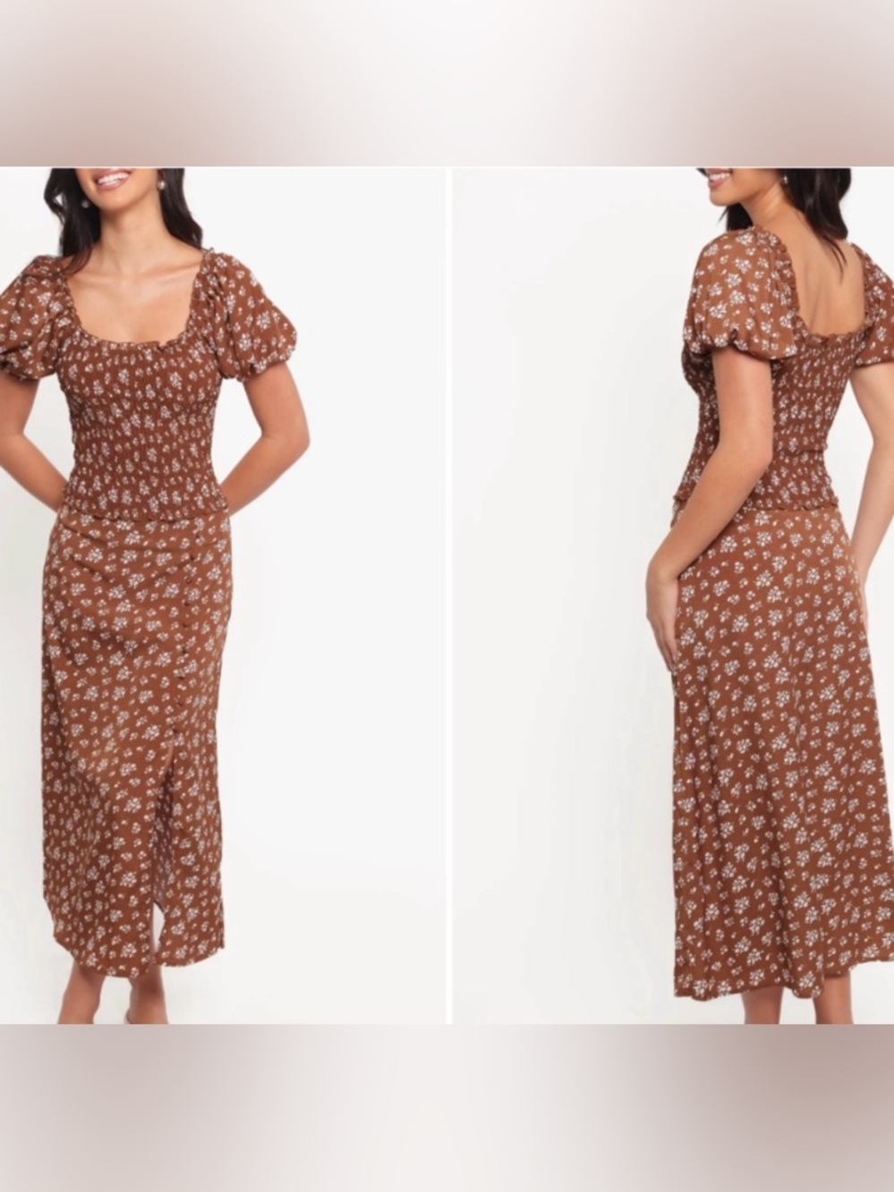 Petal & Pup Brown Floral Maxi Skirt with Top included